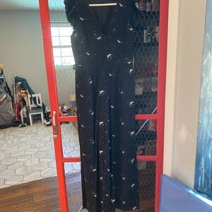 United by Blue Jumpsuit. Black with small floral Print